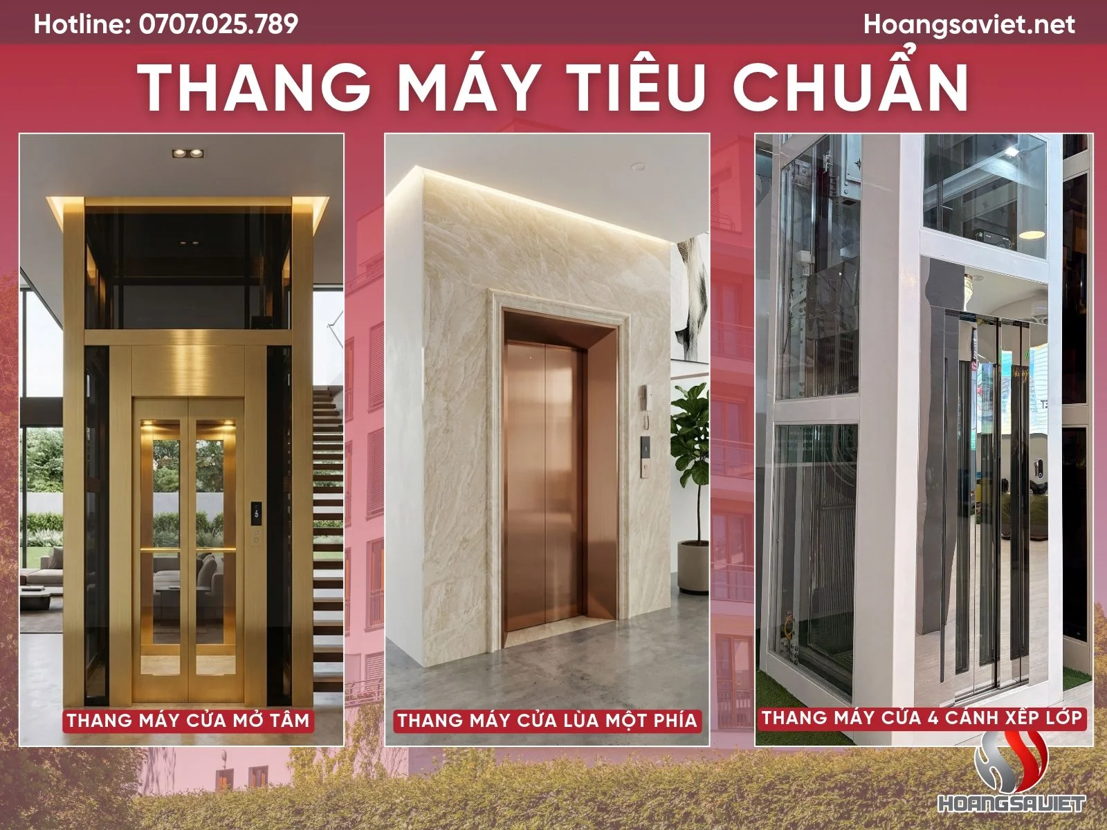 Các loại cửa thang máy tiêu chuẩn