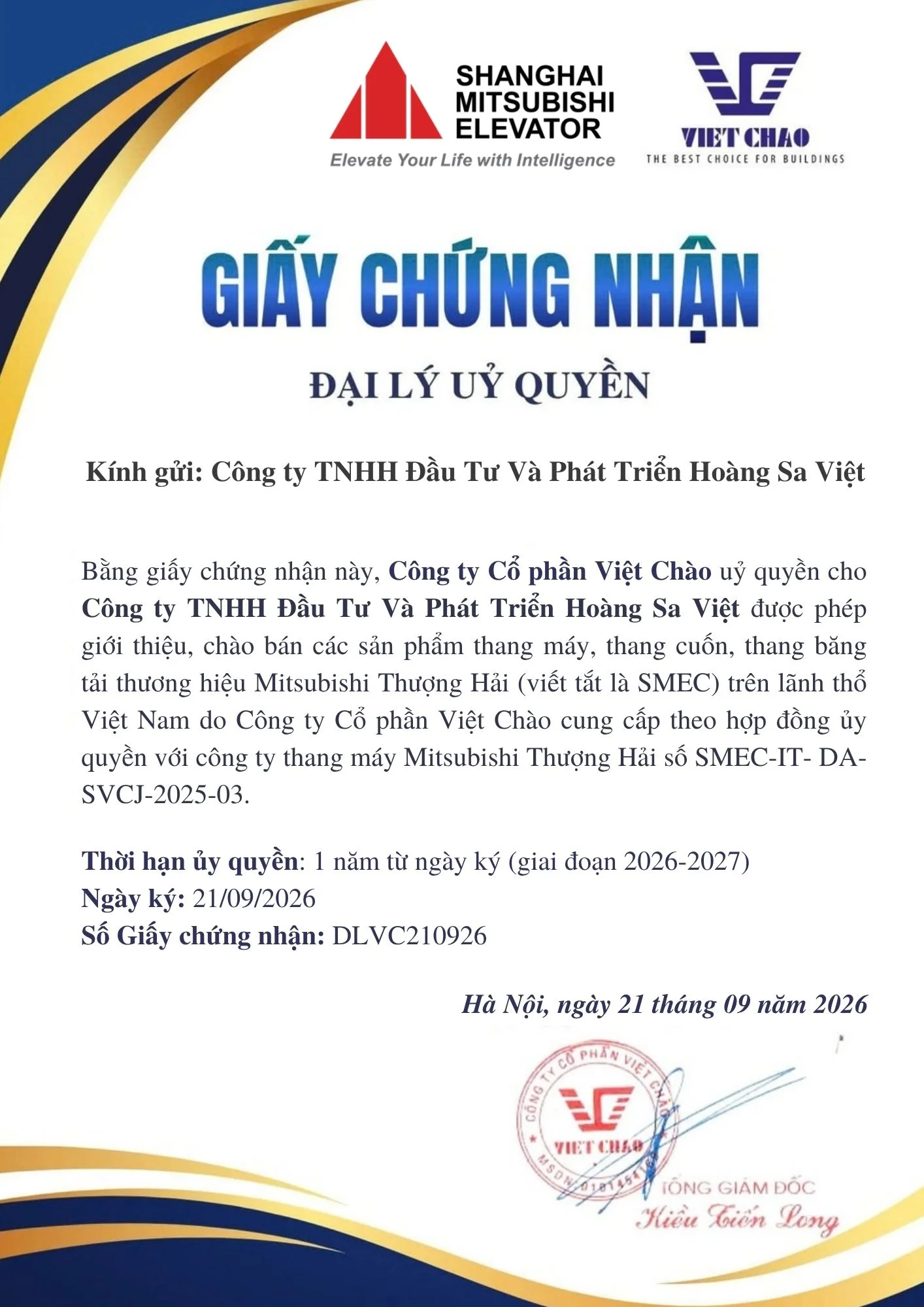 GIẤY CHỨNG NHẬN ỦY QUYỀN