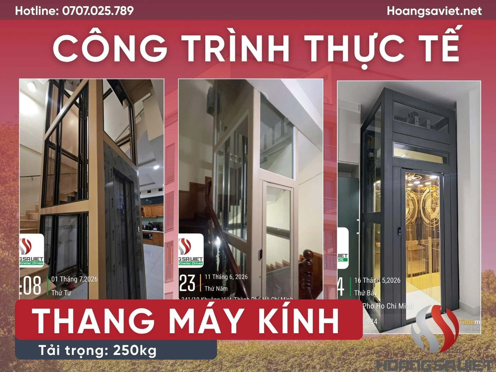 Công trình lắp đặt thang máy kính 250kg tại HOANGSAVIET