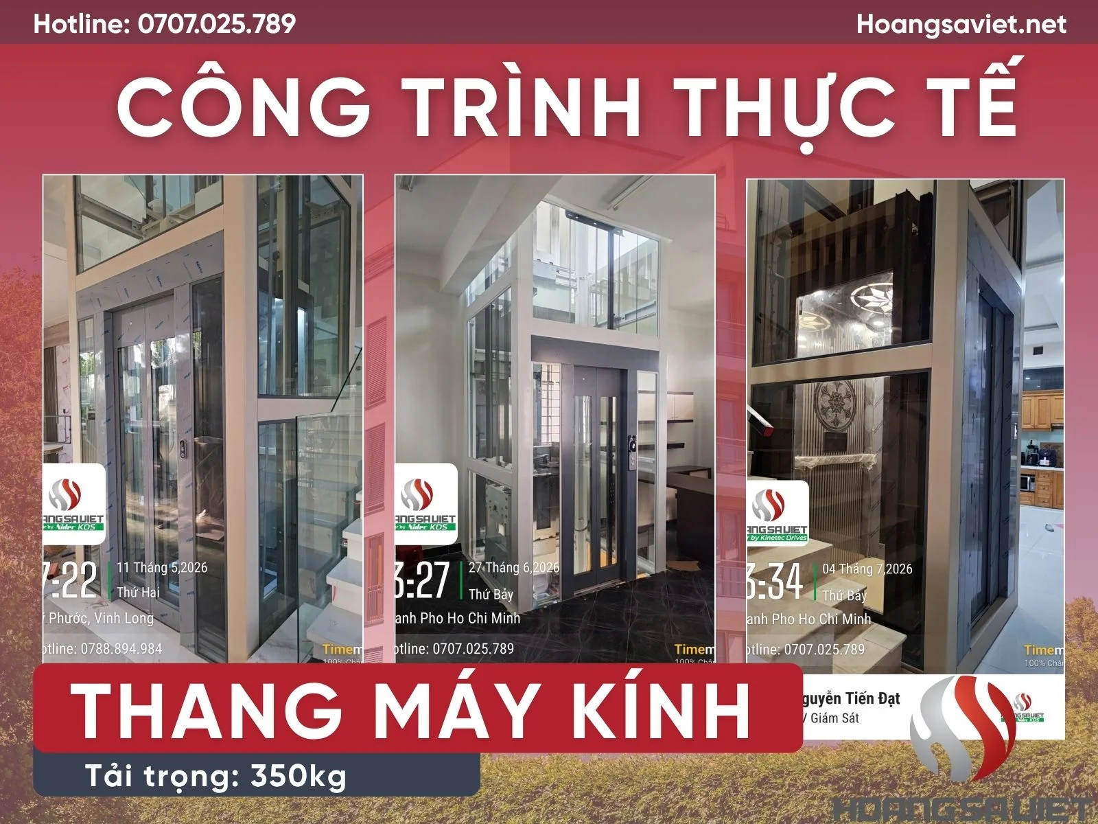 Công trình thực thế Thang máy kính 350kg HOANGSAVIET