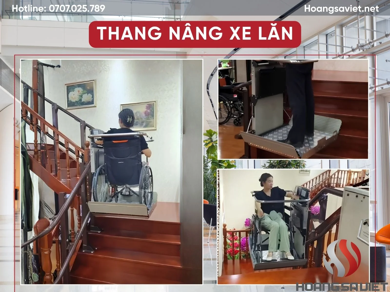 Bàn nâng xe lăn trượt theo cầu thang bộ - hoangsaviet