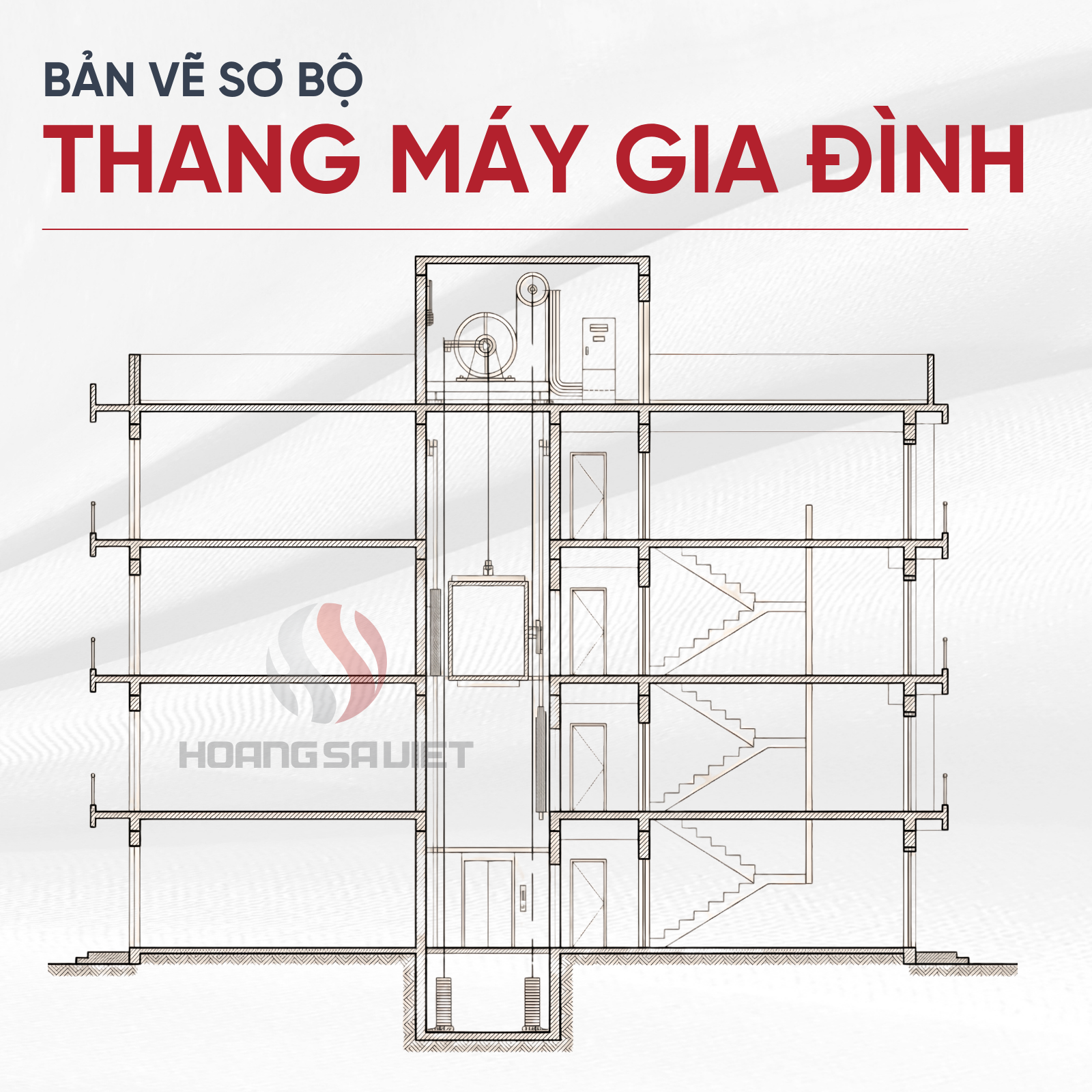 Bản Vẽ Mặt Cắt Thang Máy Gia Đình 5 Tầng Sơ Bộ