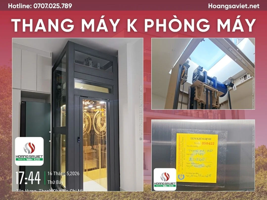 Thang Máy Không Phòng Máy Khung Thép