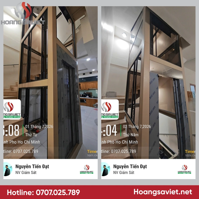 Các bước thi công thang máy luôn được HoangSaViet giám sát kỹ lưỡng