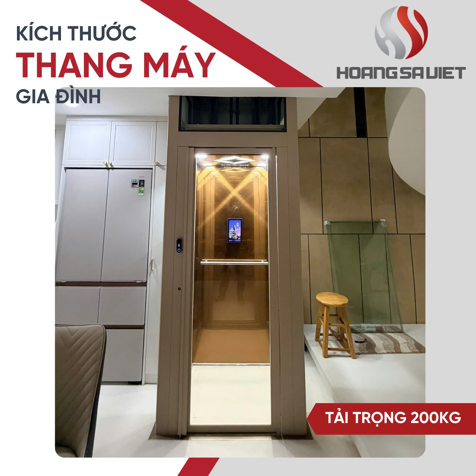 Kích Thước Tiêu Chuẩn Thang Máy Tải Trọng 200kg 