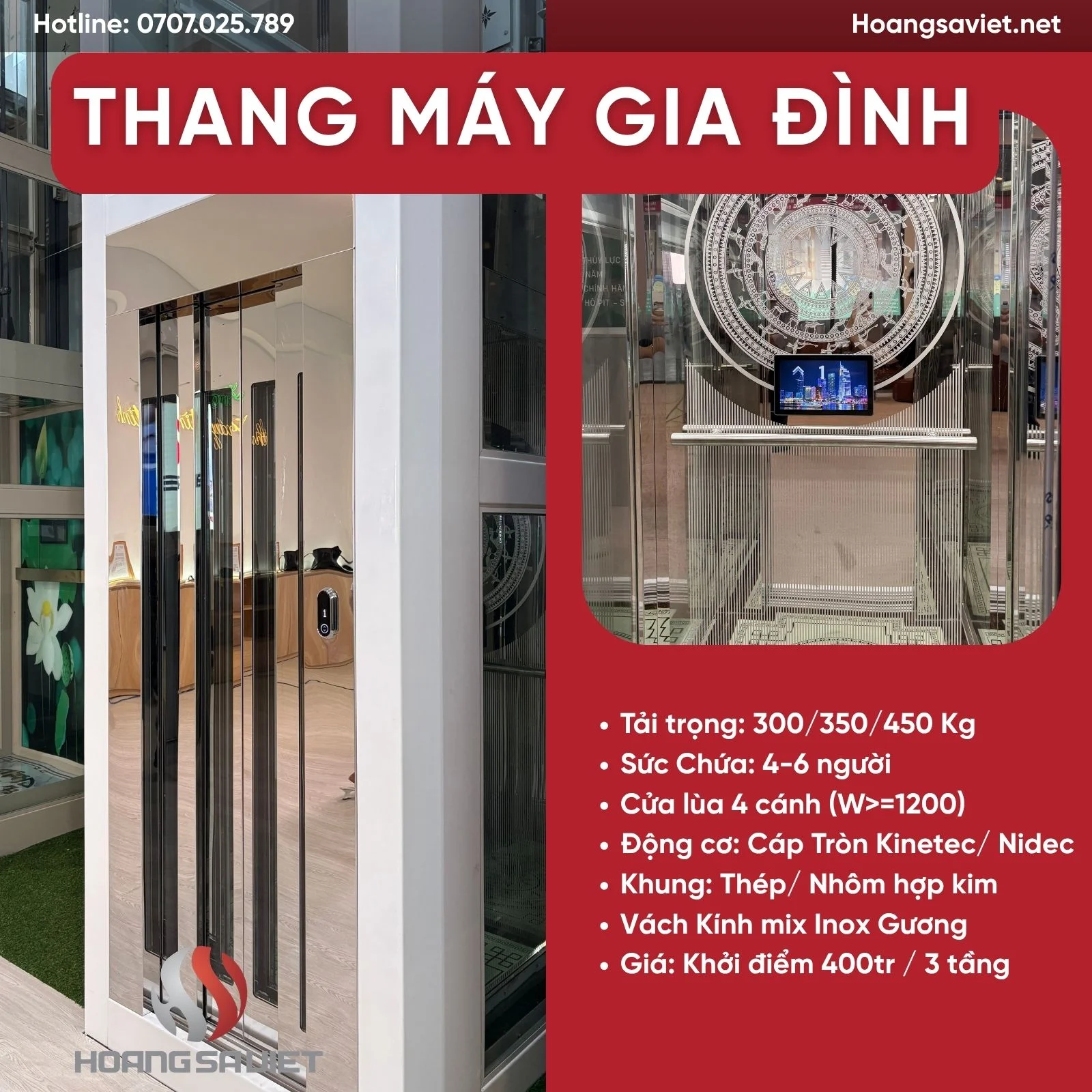 Thang Máy Gia Đình Cửa 4 Cánh