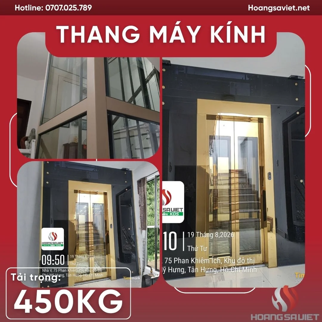 Cầu thang máy kính 450kg