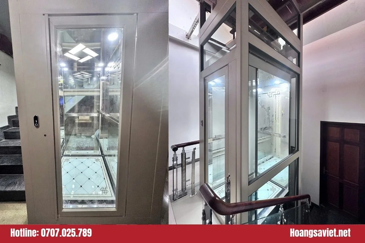 Thang máy mini cửa mở tay nhà anh Hà Thang máy mini cửa mở tay nhà anh Hà