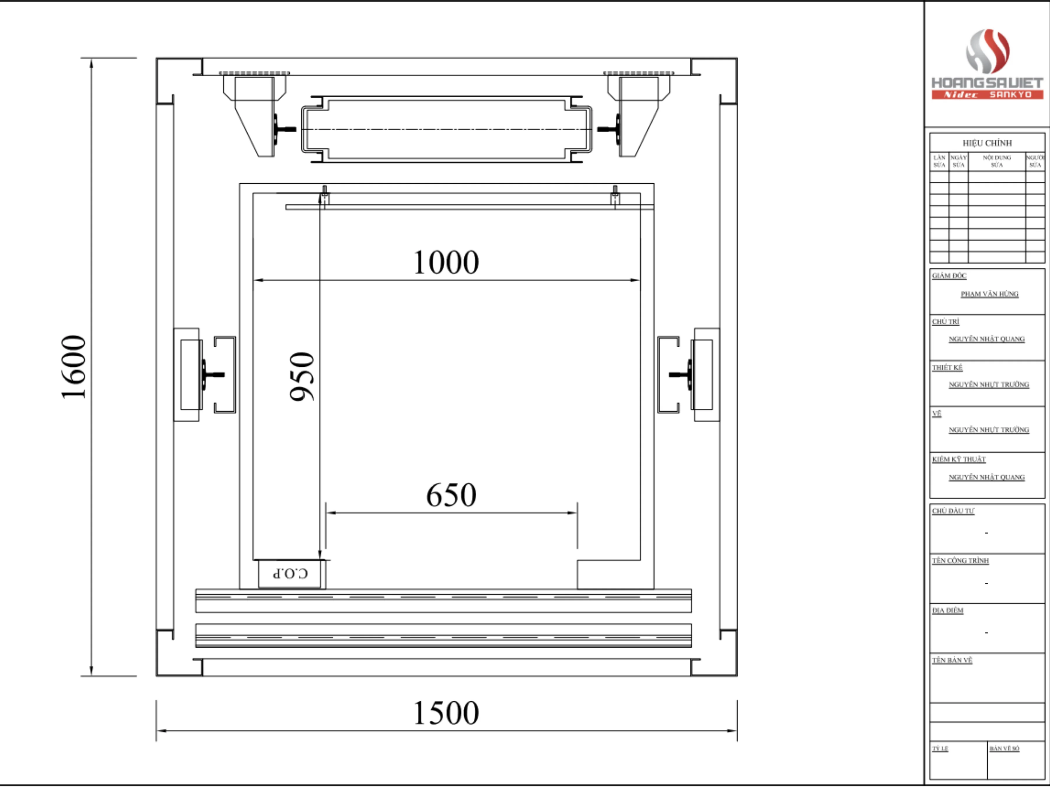 Bản Vẽ Thang Máy 350kg Khung Thép Vách Kính
