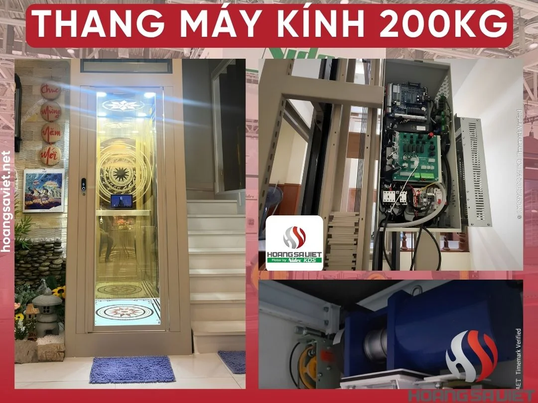 Ngoại Hình Thang Máy Kính 200KG