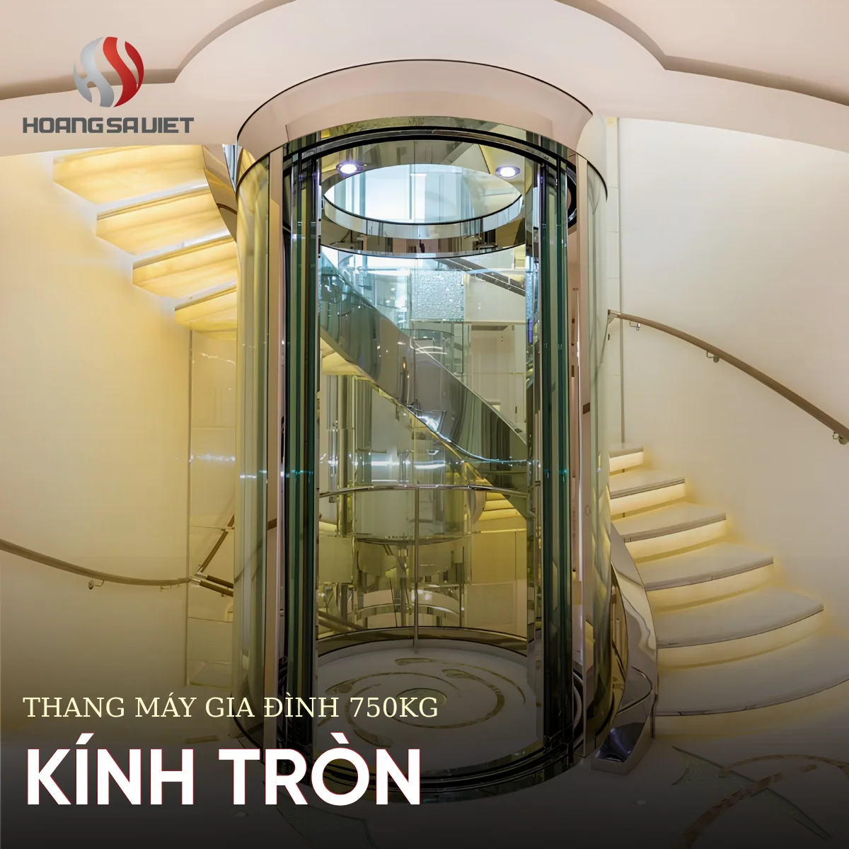  Thang Máy Vách Kính Tròn 750Kg
