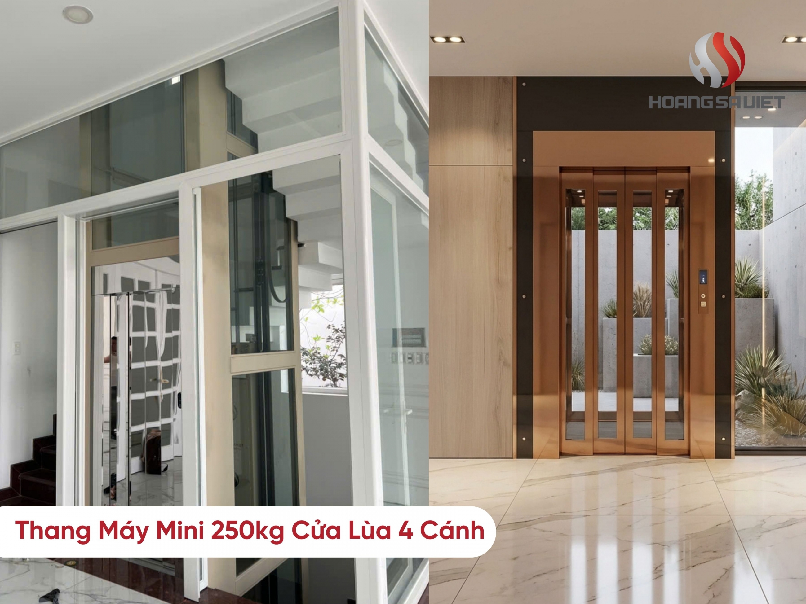 Thang Máy Mini Cửa Lùa 4 Cánh 