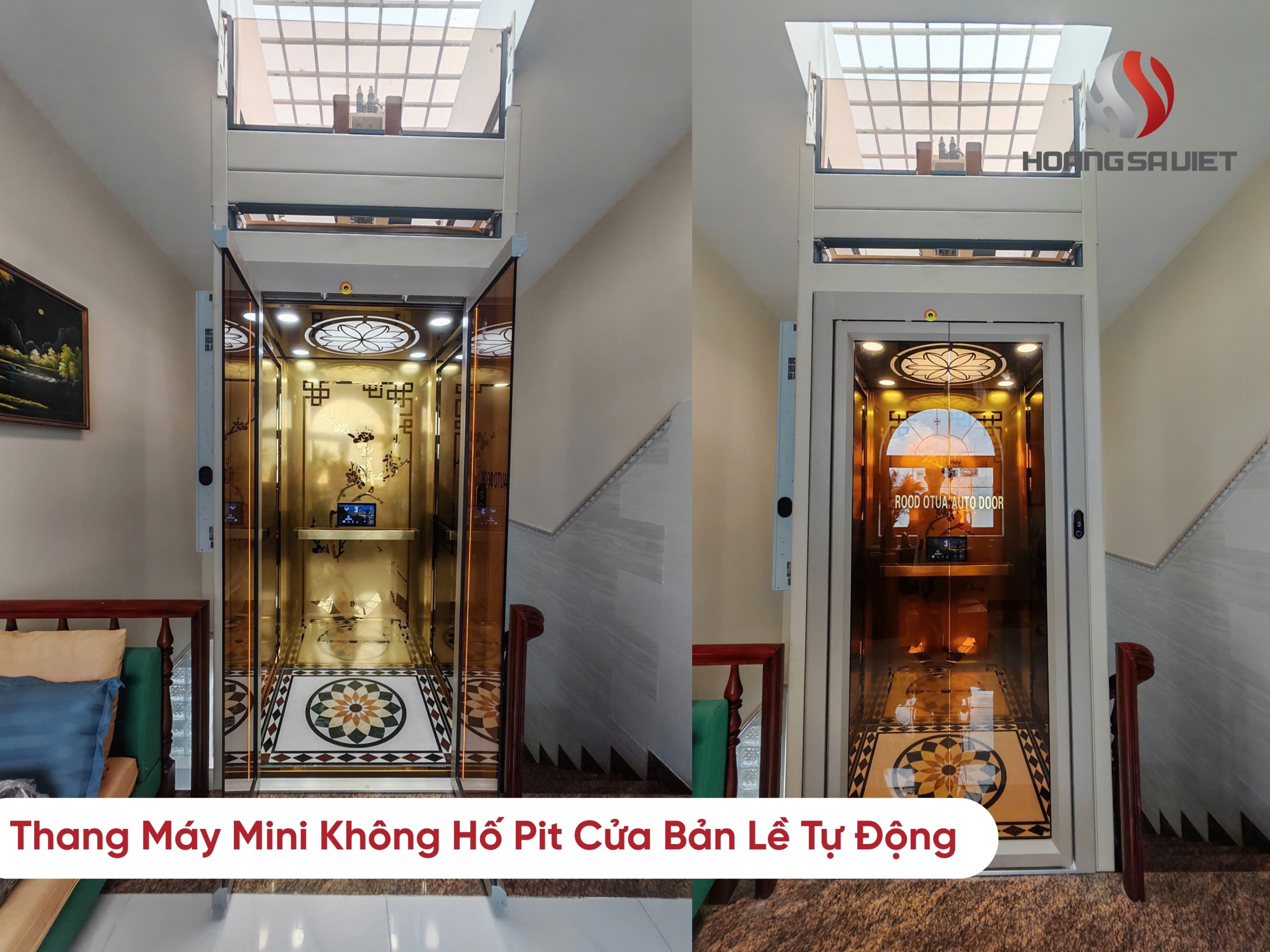 Thang Máy Mini Không Hố Pit Cửa Bản Lề Tự Động: