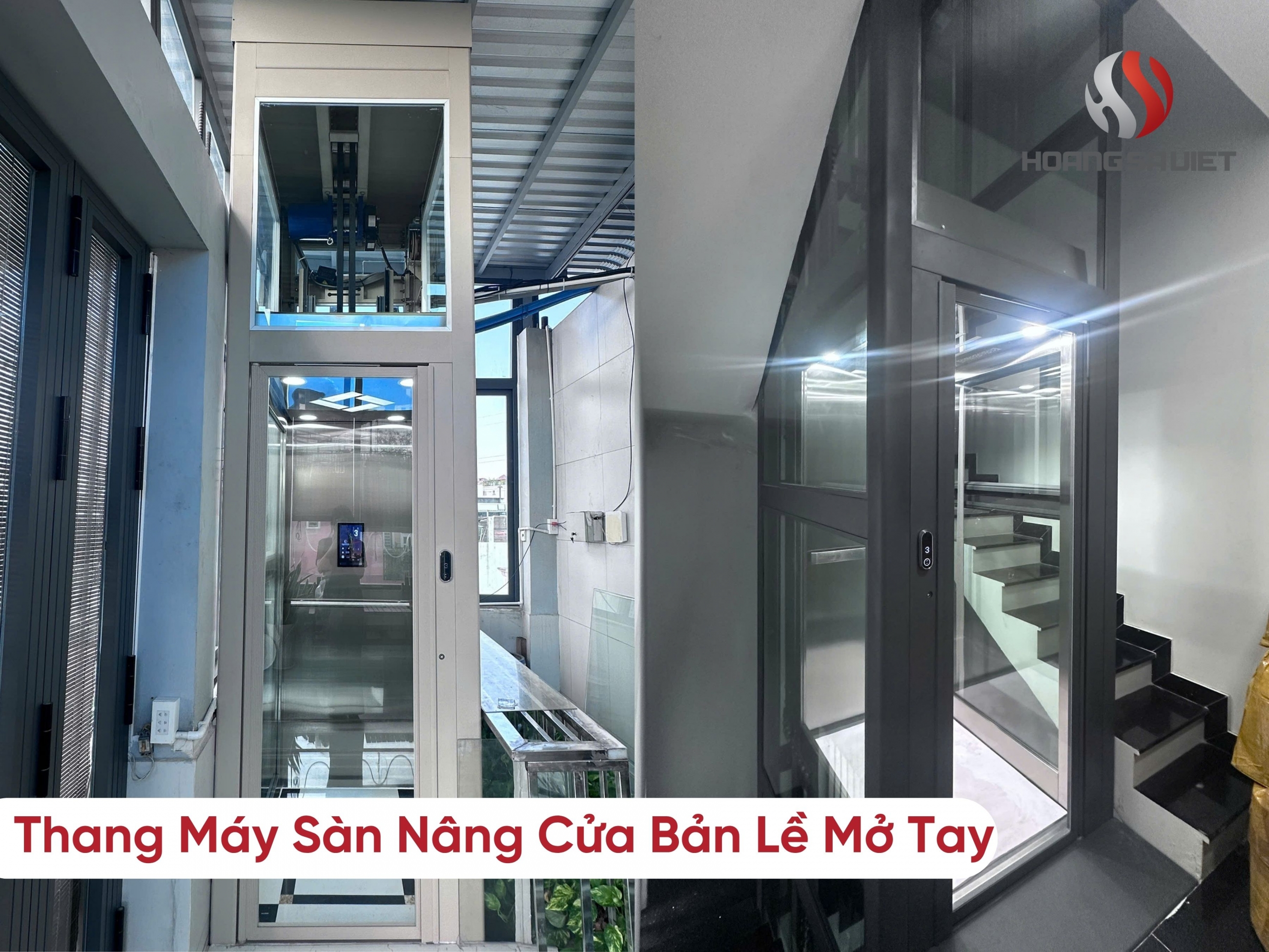 Thang Máy Sàn Nâng Cửa Bản Lề Mở Tay: