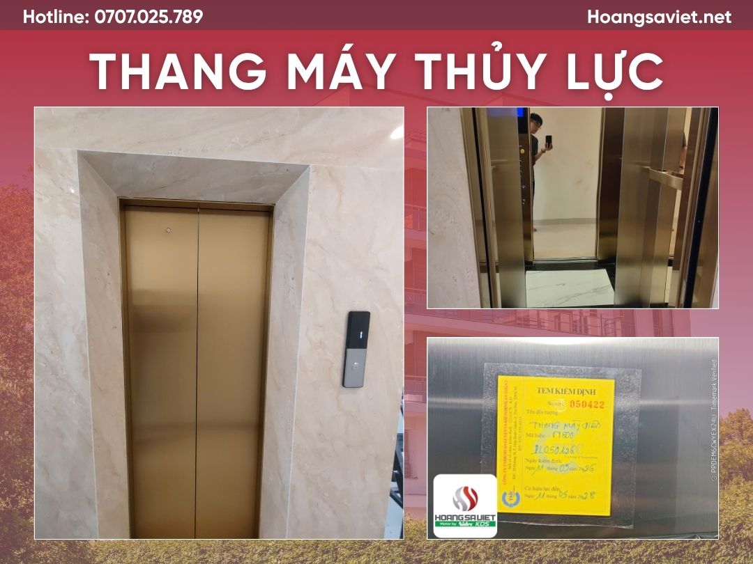 Mẫu thang máy thủy lực khung bê tông