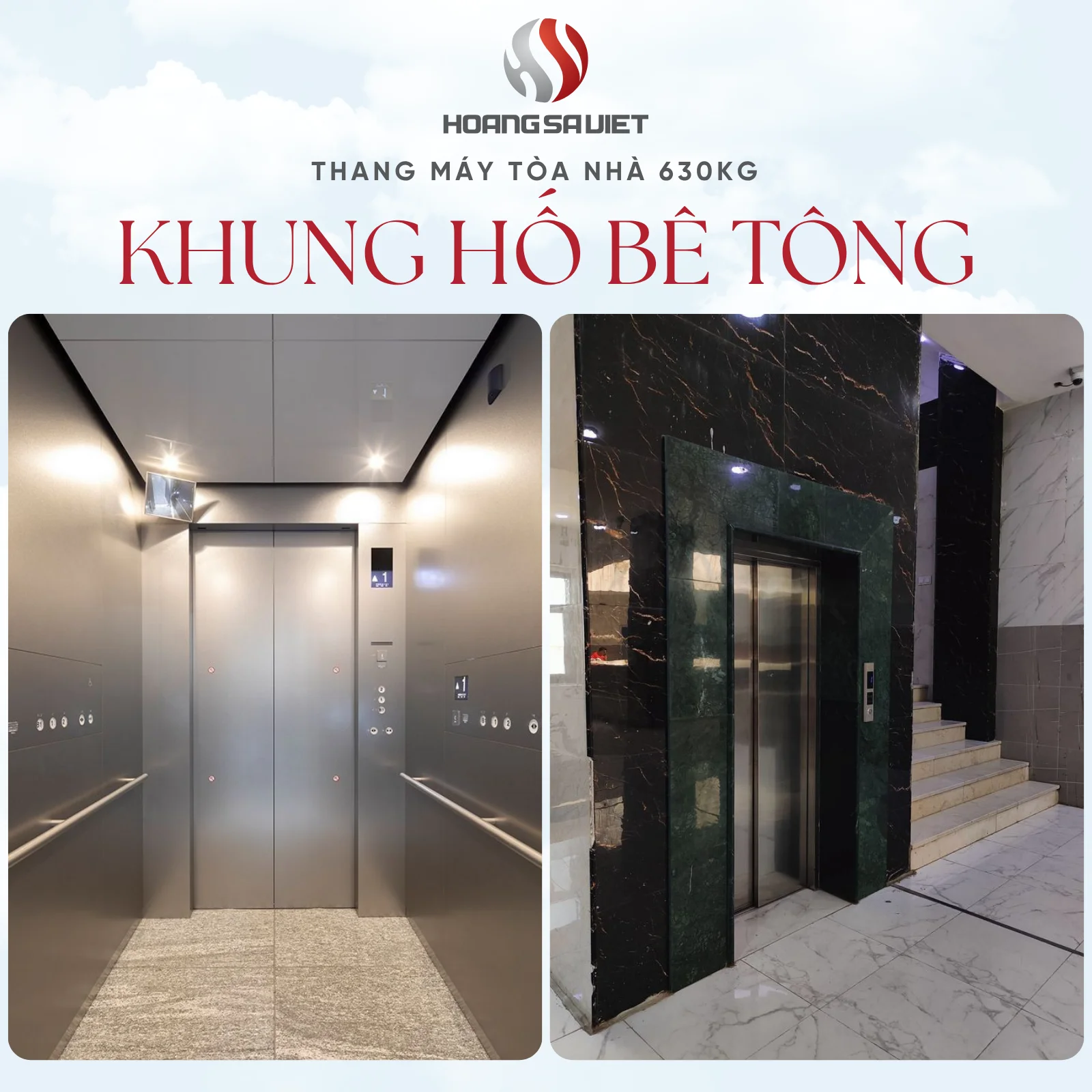 Thang Máy Tòa Nhà 630Kg Hố Bê Tông