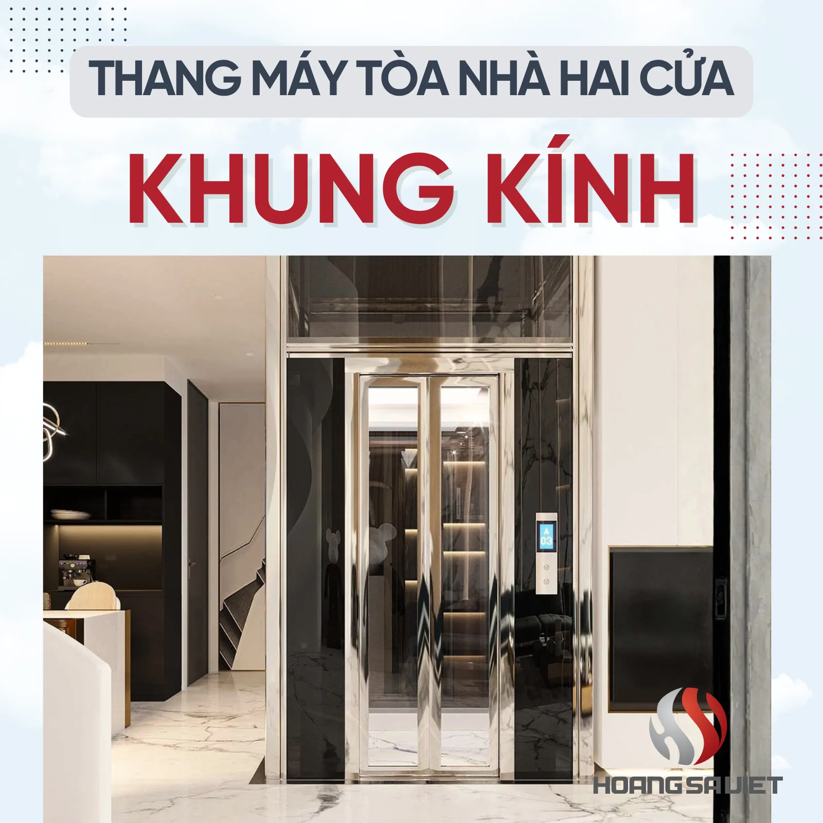 Thang Máy Tòa Nhà Hai Cửa Khung Kính 