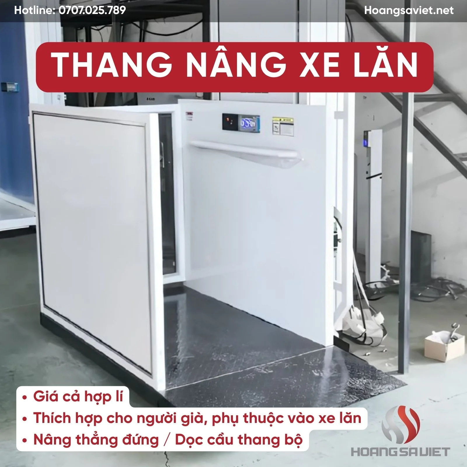 Kiểu dáng thang máy nâng xe lăn - Hoàng Sa Việt