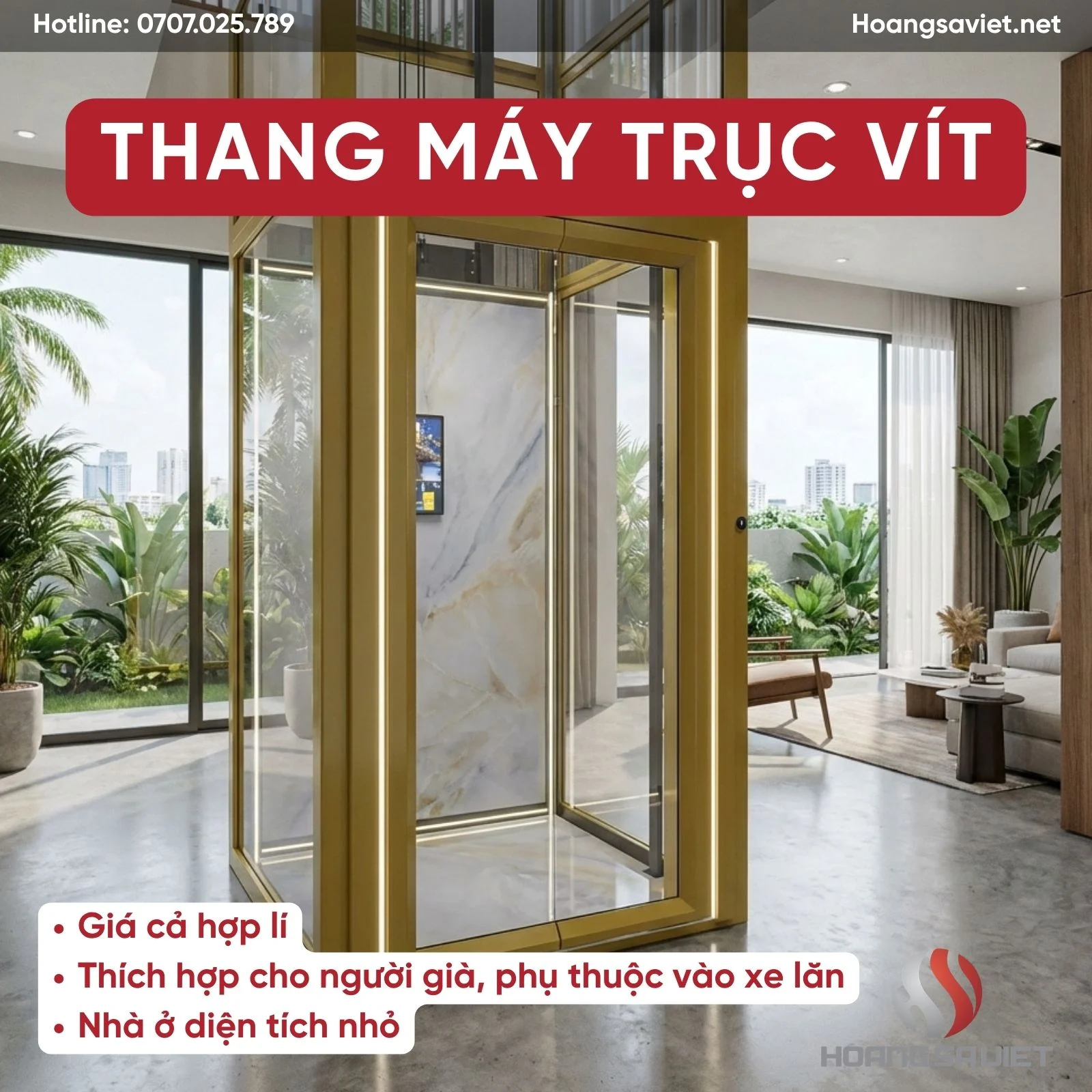 Mẫu thang máy trục vít đẹp